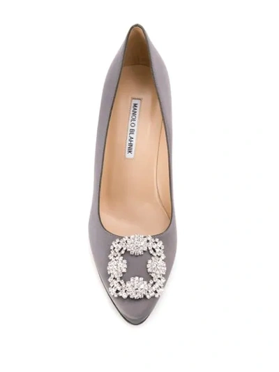 Shop Manolo Blahnik Hangisi Pumps In Grey