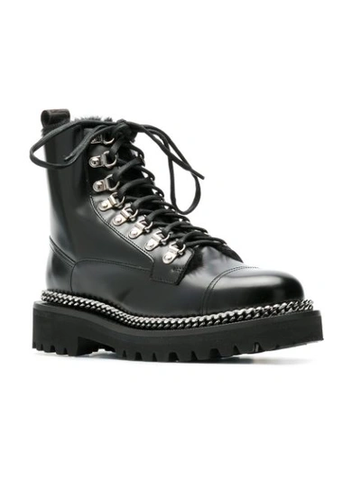 Shop Balmain Lace-up Combat Boots - Black