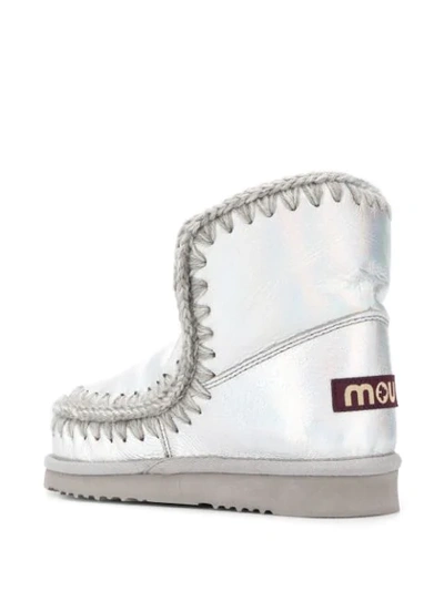 Shop Mou Woven Detail Boots In Silver