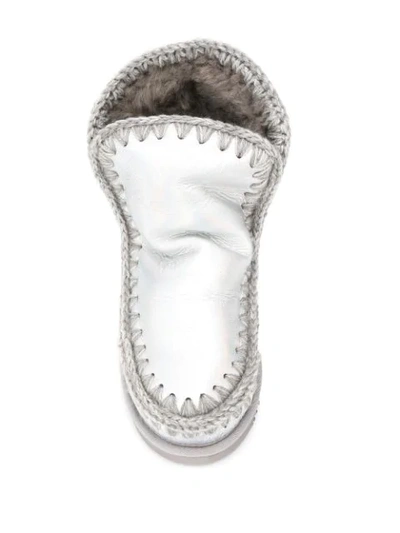 Shop Mou Woven Detail Boots In Silver