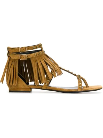 Shop Saint Laurent 'nu Pied' Flat Sandals - Neutrals