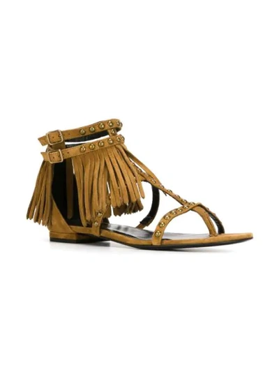 Shop Saint Laurent 'nu Pied' Flat Sandals - Neutrals