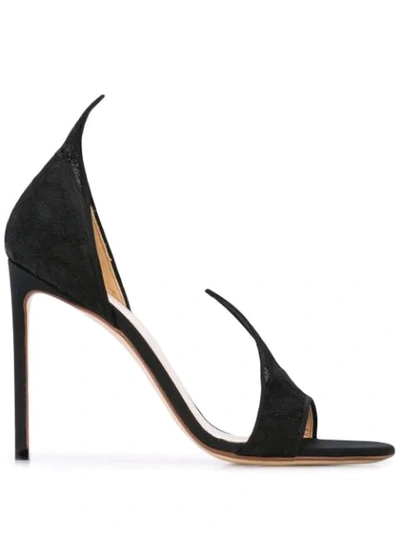 Shop Francesco Russo Open Toe Pumps In Black