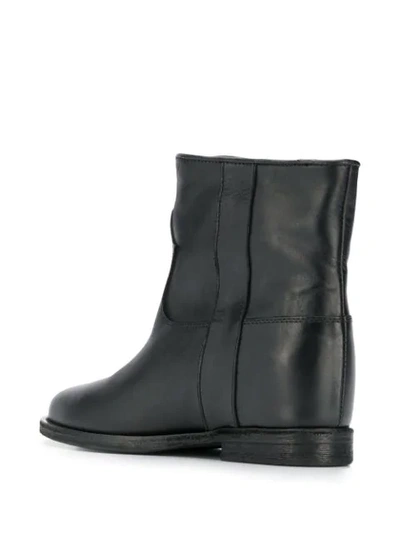 Via Roma 15 Low Heels Ankle Boots In Black Leather In Black