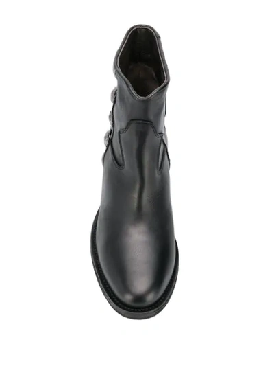 Via Roma 15 Low Heels Ankle Boots In Black Leather In Black
