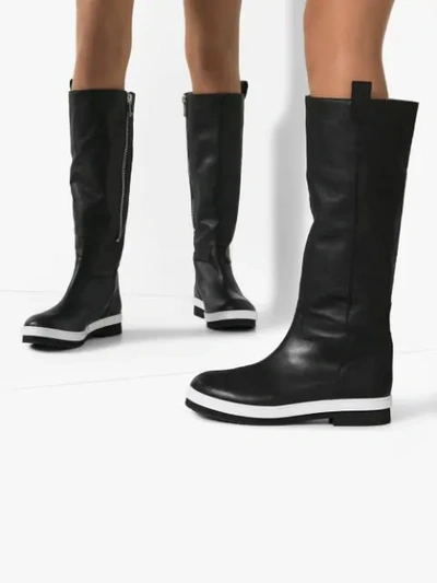 Shop Plan C Contrast Sole Boots In Black