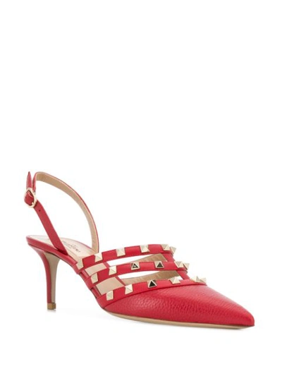 Shop Valentino Rockstud Slingback Pumps In Red