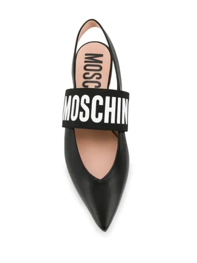 Shop Moschino Logo Strap Mules In Black