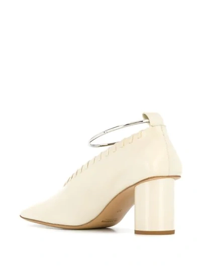 Shop Jil Sander Square Toe Whipstitched Pumps In White