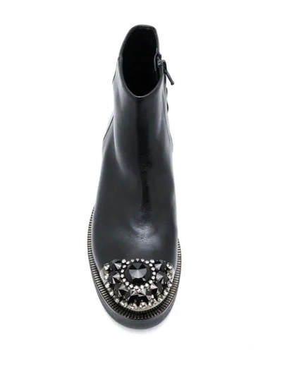 Shop Albano Crystal Embellished Boots In Black