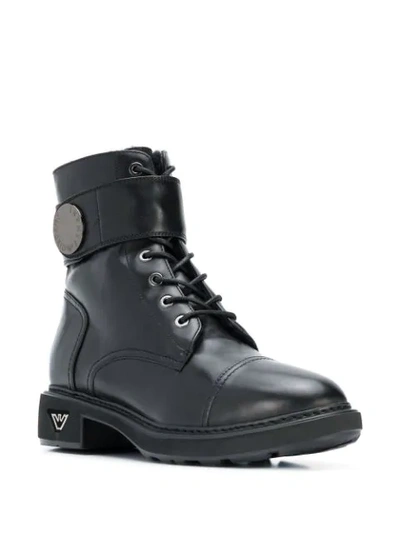 Shop Emporio Armani Combat Boots In Black