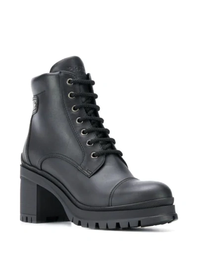 PRADA LACE-UP ANKLE BOOTS - 黑色