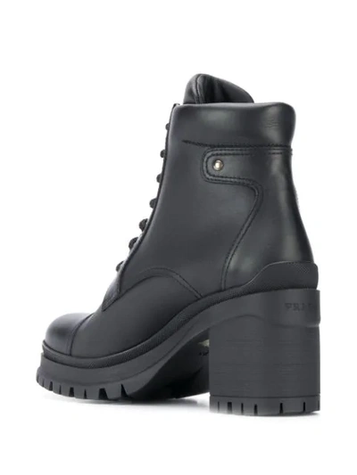 Shop Prada Lace-up Ankle Boots In Black