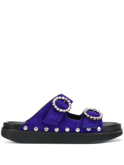 Shop Isabel Marant Noddi Studded Slides In Blue