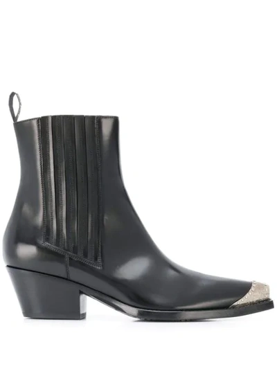 Shop Sartore Western Style Ankle Boots In Black