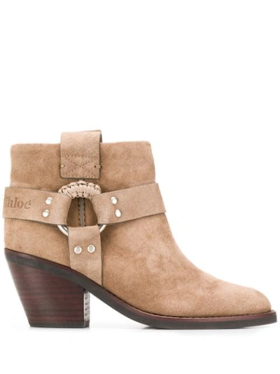 Shop See By Chloé Cowboy Ankle Boots In Neutrals