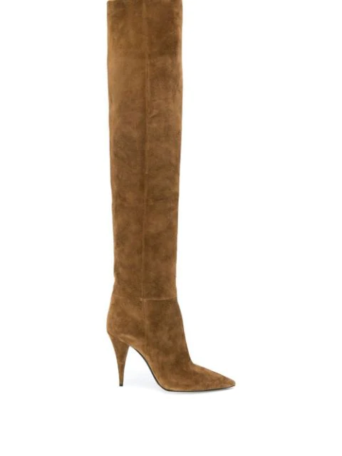 saint laurent suede over the knee boots