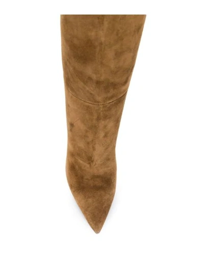 Shop Saint Laurent Kiki 100mm Over-the-knee Boots In Brown