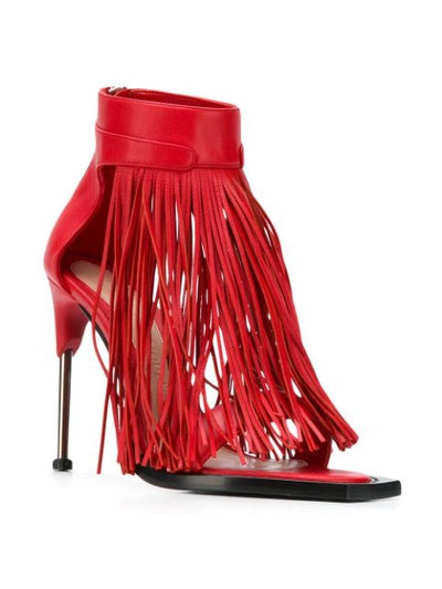 Shop Alexander Mcqueen Fringe Embellished Sandals - Red