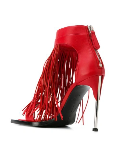 Shop Alexander Mcqueen Fringe Embellished Sandals - Red