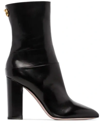 Shop Valentino Ringstud 100mm Ankle Boots In Black