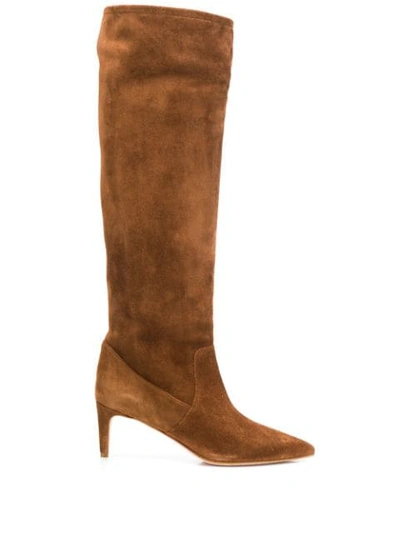 Shop Red Valentino Red(v) Under-the-knee Slip-on Boots In Brown