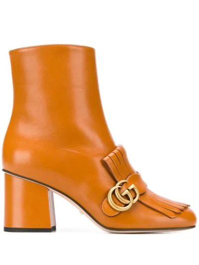 Shop Gucci Marmont 70 Ankle Boots In Brown
