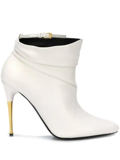 Shop Tom Ford Stiletto Ankle Boots In White