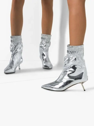 Shop Alchimia Di Ballin Volcano Metallic Ankle Boots In Silver