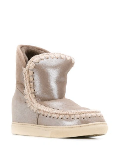 Shop Mou Eskimo Wedge Ankle Boots In Grey