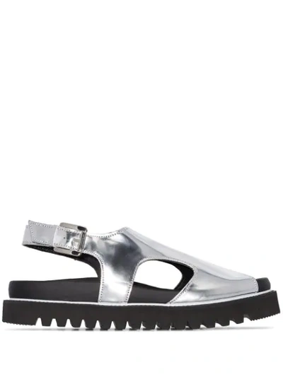 SILVER CUTOUT SANDALS