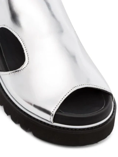 Shop Plan C Cut-out Design Sandals In Silver
