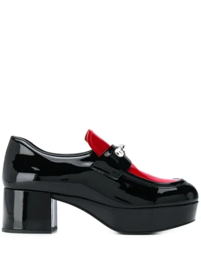 Shop Miu Miu Crystal-embellished Loafers In F0n98 Nero Rosso