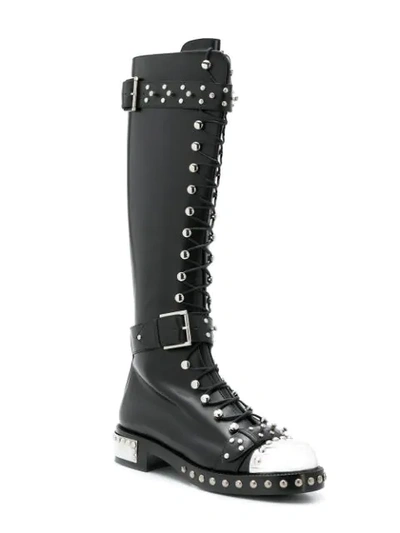 Shop Alexander Mcqueen Hobnail Boots In Black