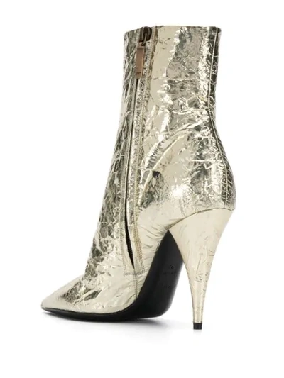 Shop Saint Laurent Metallic Ankle Boots In Gold