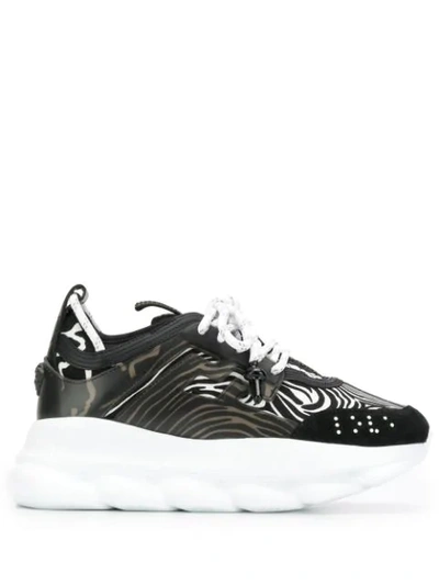 Shop Versace Chain Reaction Sneakers In Black