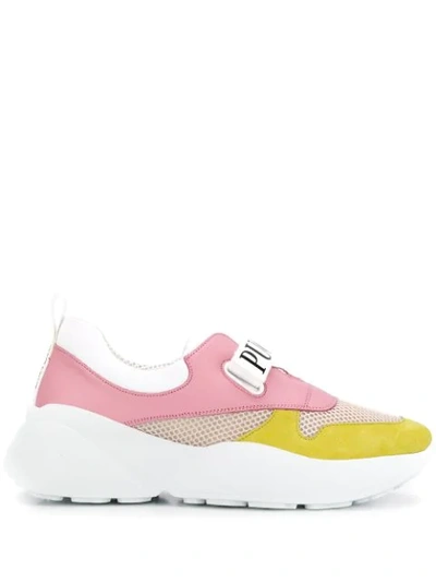 Emilio Pucci Shoes Pink & Lime Green Leather And Nylon Sneakers