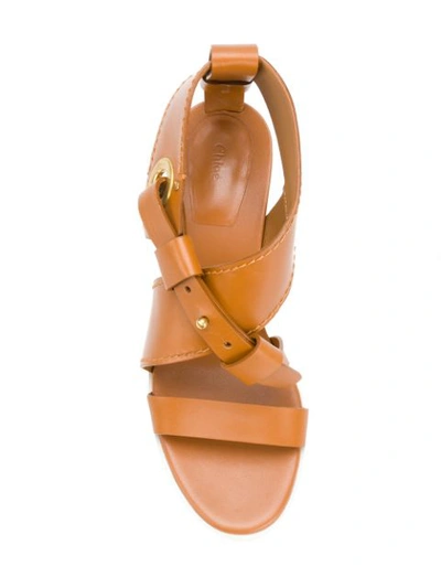 Shop Chloé Strappy Chunky Mid Heel Sandal In Brown