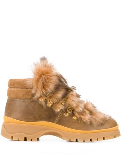 Shop Prada Shearling Ankle Boots In F0018