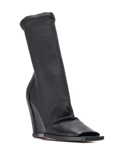 Shop Rick Owens Open-toe Wedge Booties In Black