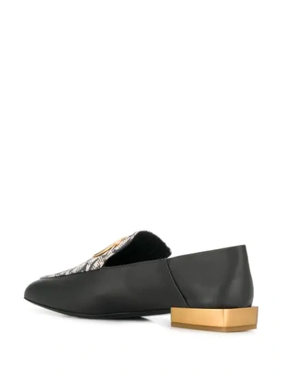 Shop Ferragamo Gancini Mirrored-heel Loafers In Black