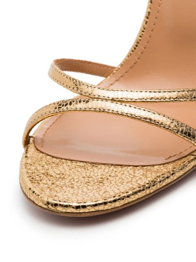 Shop Aquazzura Gold Purist 105 Metallic Leather Sandals