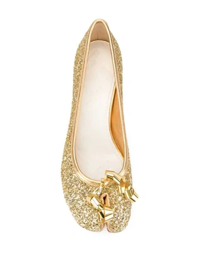 Shop Maison Margiela Tabi Glittered Ballerinas In T9005 Rich Gold
