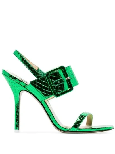 Shop Attico Buckled Sandals In 28 Emerald