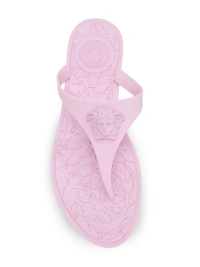 Shop Versace Medusa Palazzo Flip Flops - Pink