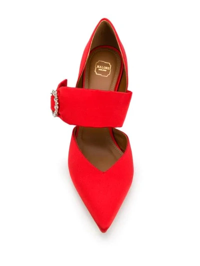 Shop Malone Souliers Maite Crystal-buckle Mules In Red