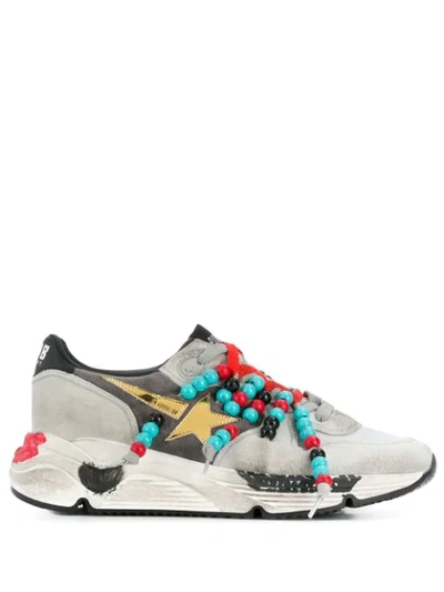 GOLDEN GOOSE RUNNING BEAD DETAIL SNEAKERS - 白色