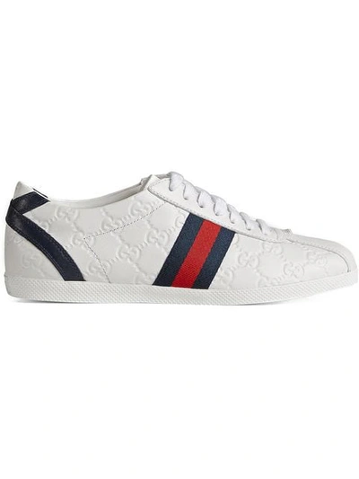 Shop Gucci Ssima Leather Lace In White