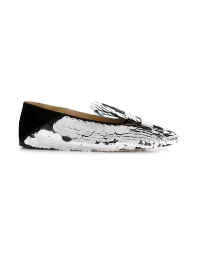Shop Sergio Rossi Sr1 Embellished Loafers - Silver