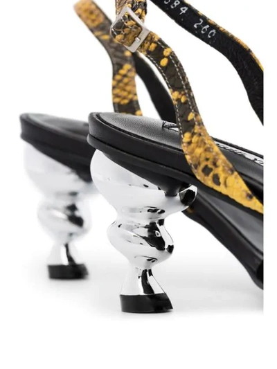 Shop Yuul Yie Python-effect 70mm Pumps In Yellow